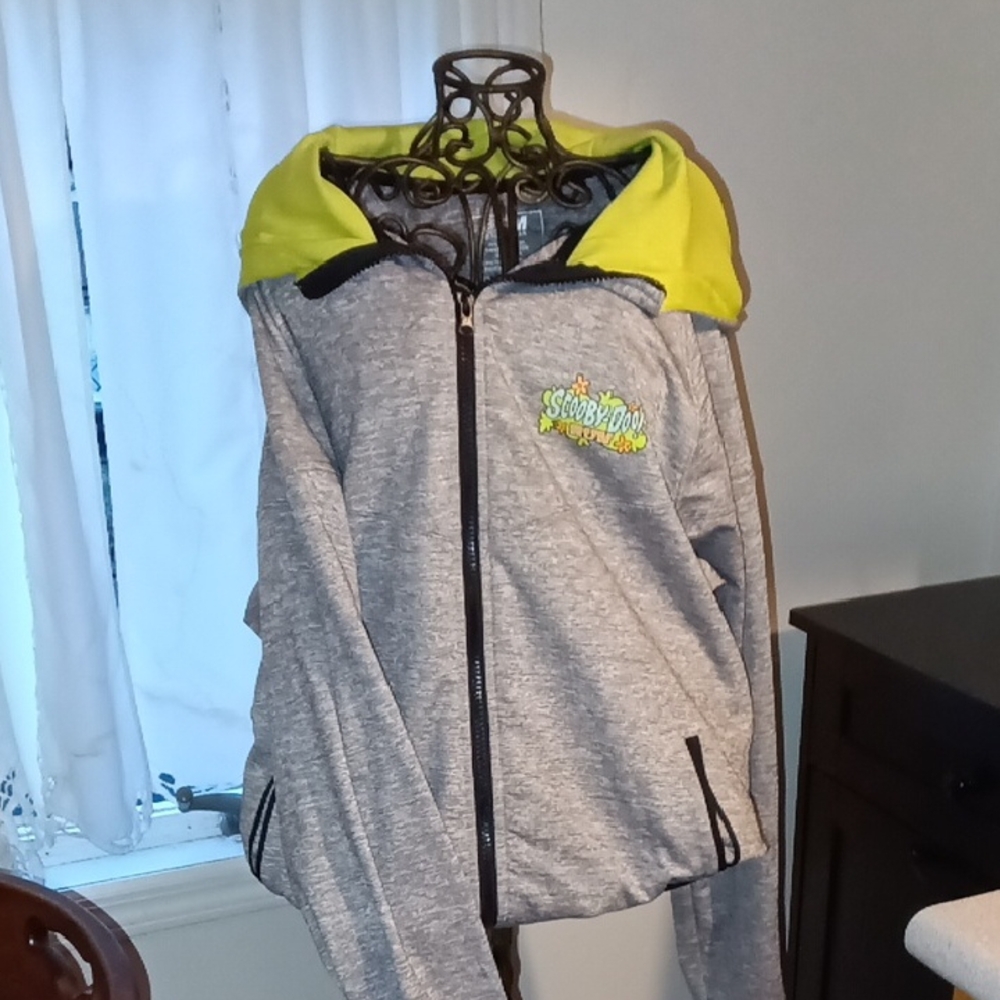 Gray and Lime Zip-Up Hoodie